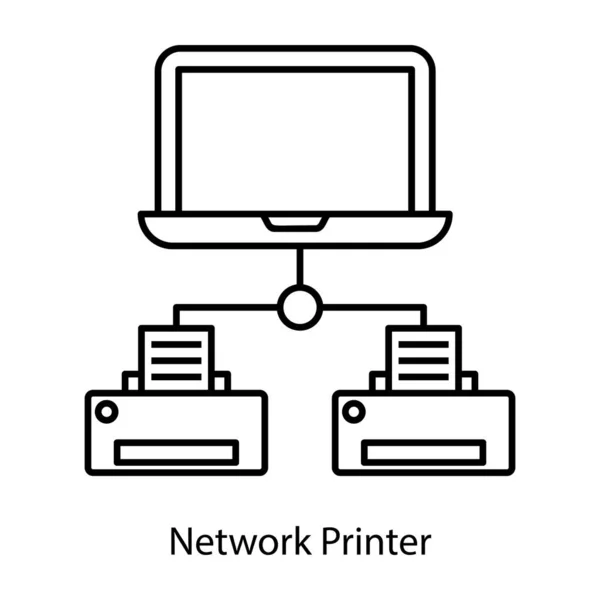 Angeschlossenes Gerätenetzwerk Netzwerkdruckervektor Liniendesign — Stockvektor