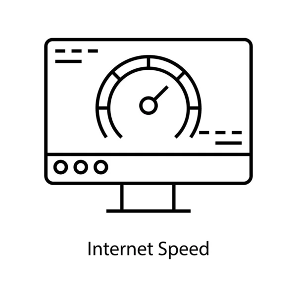 Velocímetro Dentro Del Monitor Icono Velocidad Internet — Archivo Imágenes Vectoriales