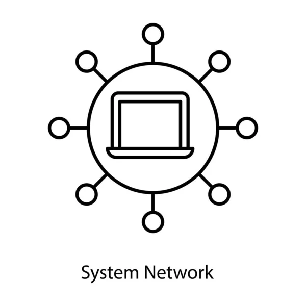 Laptop Umgeben Von Knoten System Netzwerk Vektor — Stockvektor
