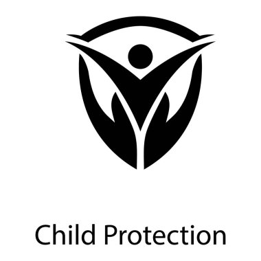 Çocuk koruma simgesinin katı vektör tasarımı.