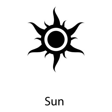 Güneş sembolü simgesinin katı vektör tasarımı