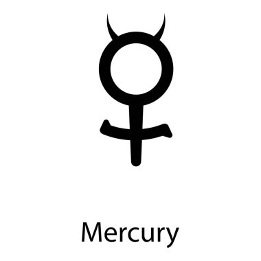 Dolu tasarım vektöründe cıva sembol simgesi.