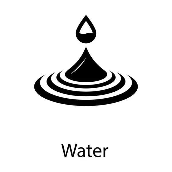 Glyph Ikon Design Vatten Vit Bakgrund — Stock vektor