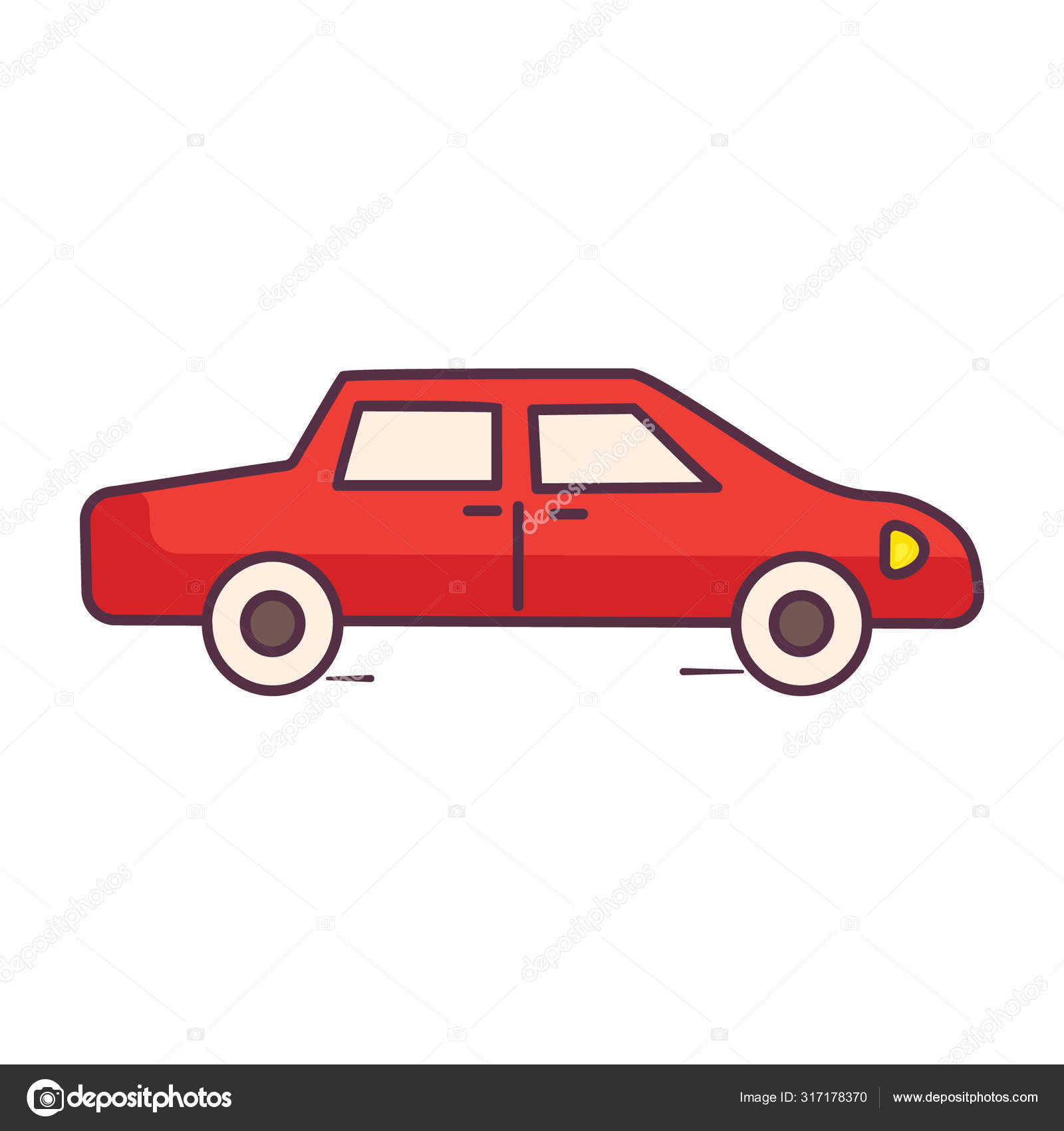 Cartoon Hand Drawing Icon Toy Car Flat Vector Style Stock Vector