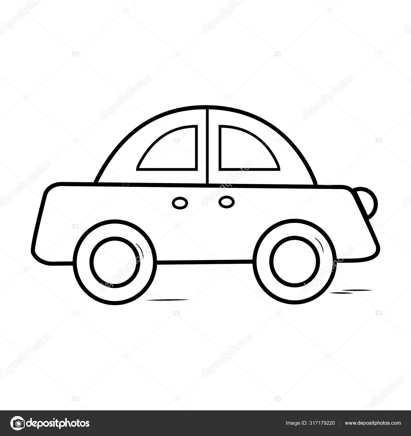 Cartoon Hand Drawing Icon Toy Car Line Vector Style Stock Vector - Main Image