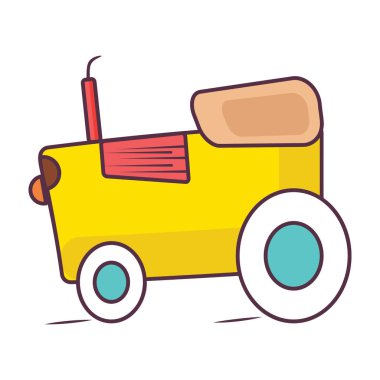 Tarım makineleri, traktör vektör simgesi elde çizilmiş tasarım 