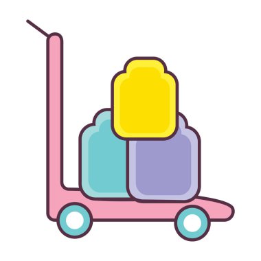 Düz elle çizilmiş bagaj sepetinin simgesi.