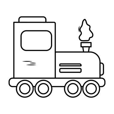 Elle çizilmiş vektör tasarımında Doodle biçimli buhar motoru lokomotifi simgesi 