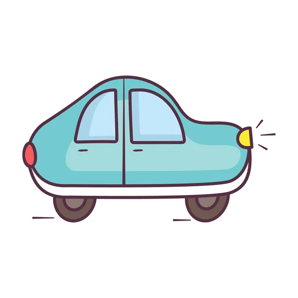 Icono Dibujo Mano Dibujos Animados Coche Juguete Estilo Vector Plano — Vector de stock