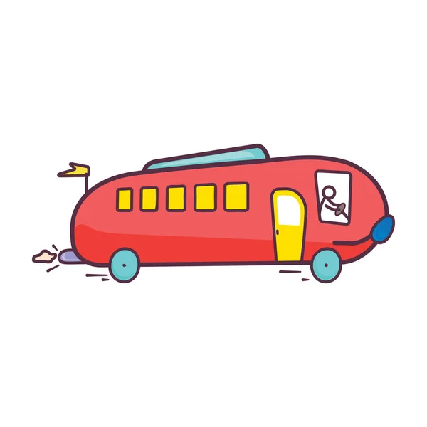 Icono Autobús Vehículo Transporte Público Vector Editable Estilo Dibujos Animados — Archivo Imágenes Vectoriales