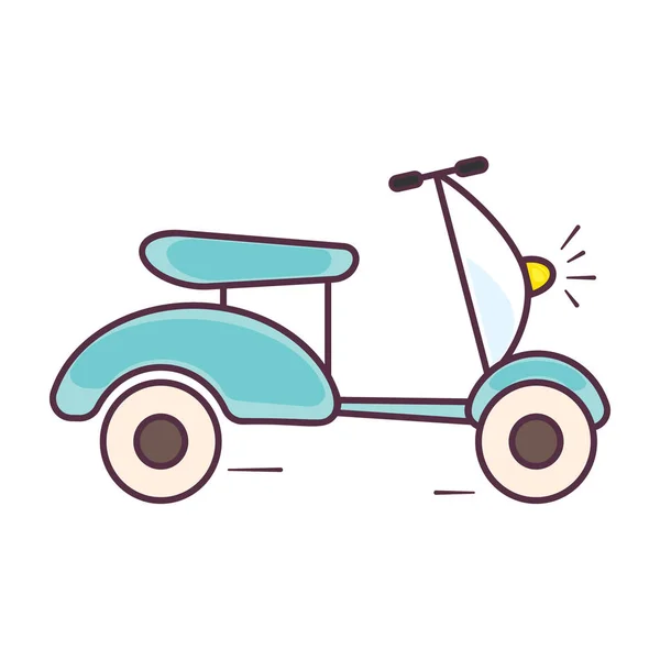 2輪車の落書きアイコン 手描きの漫画スタイルのスクーターベクトル — ストックベクタ