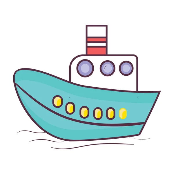 Baby Toy Cruise Ship Vector Flat Doodle Icon Style — ストックベクタ