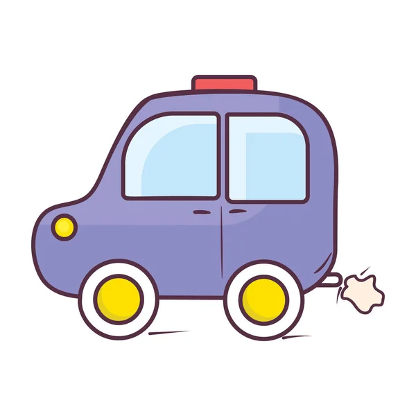 Icono Dibujo Mano Dibujos Animados Coche Juguete Estilo Vector Plano — Vector de stock