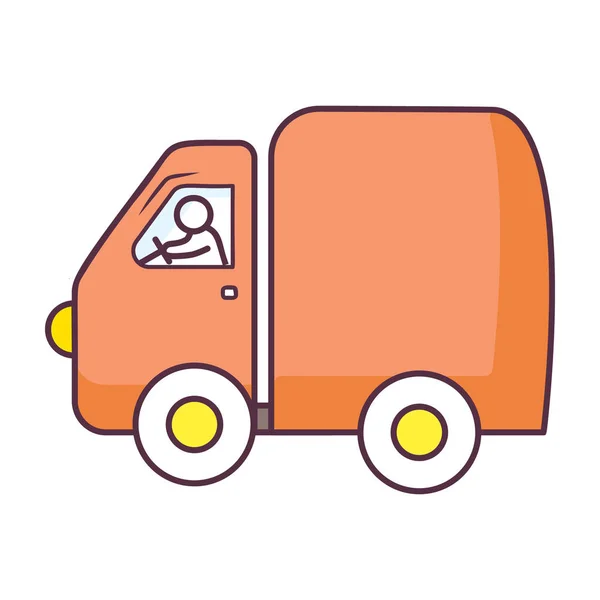 Delivery transportation, icon of cargo truck in cartoon drawing design