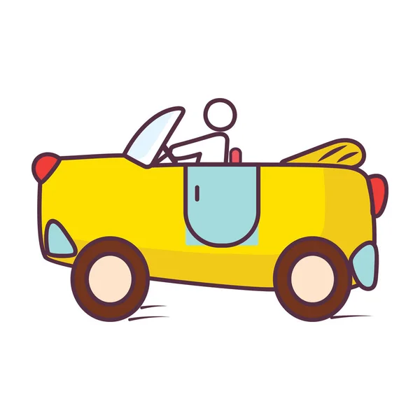 卡通手绘图标 玩具跑车平面矢量风格 — 图库矢量图片