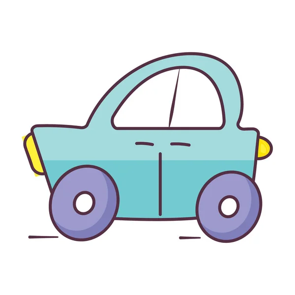 Dibujo Dibujos Animados Bebé Juguete Coche Plano Dibujado Mano Icono — Vector de stock