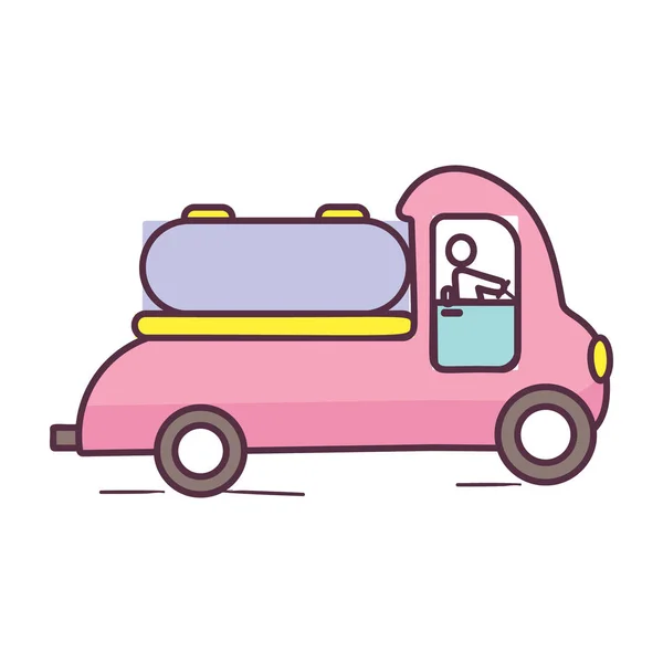 Transport Livraison Essence Icône Camion Gaz Dans Conception Doodle — Image vectorielle