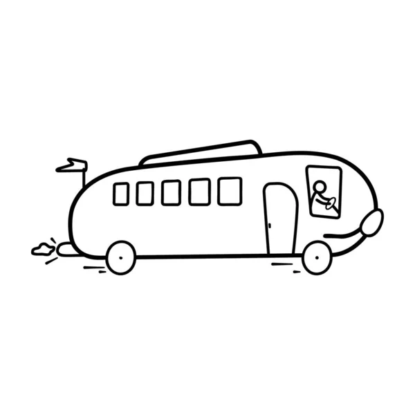 Icône Bus Véhicule Transport Public Vecteur Modifiable Dans Style Dessin — Image vectorielle