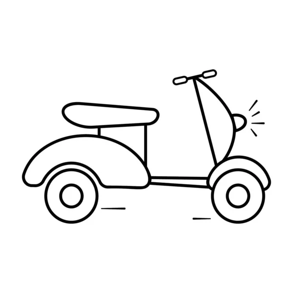 Doodle Icon Two Wheeler Vehicle Scooter Vector Hand Drawn Cartoon — Stock Vector