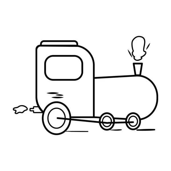 Çizgi Vektör Tasarımında Doodle Biçimi Buhar Motoru Lokomotifi Simgesi — Stok Vektör