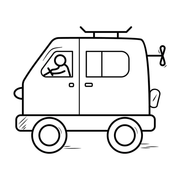 Kids Plaything Toy Van Vector Icon Cartoon Drawing Design — Stock Vector