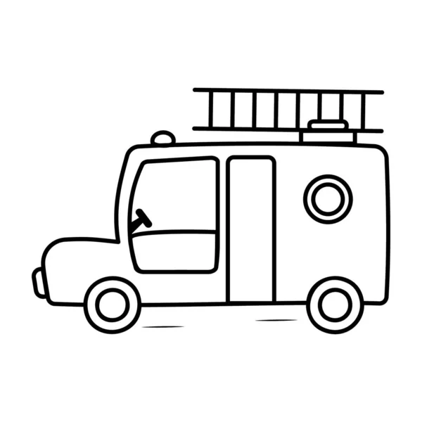 Veículo Força Salvamento Fogo Estilo Vetor Doodle Caminhão Fogo — Vetor de Stock