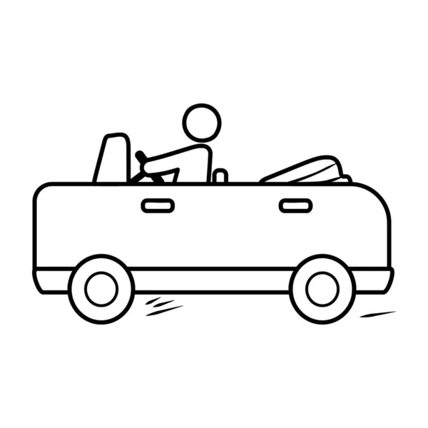 Cartoon Hand Tekening Pictogram Speelgoed Roadster Lijn Vector Stijl — Stockvector