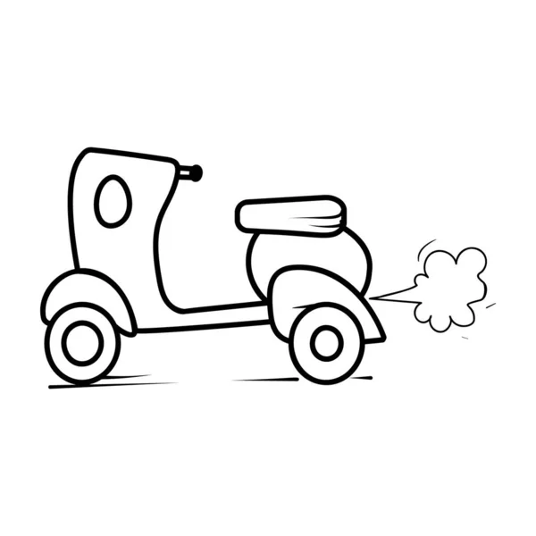 2輪車 手描きの漫画スタイルのスクーターベクトル — ストックベクタ