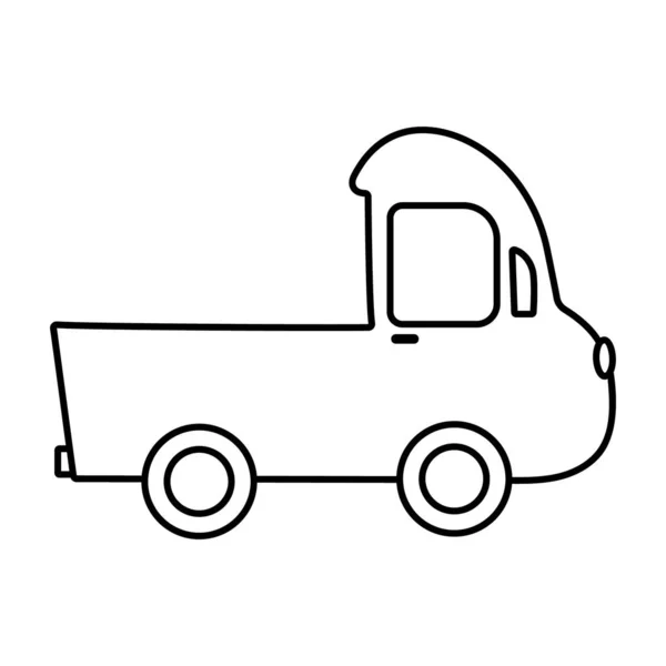 Ručně Nakreslený Logistický Nakladač Linebed Truck Provedení Doodle Vector — Stockový vektor