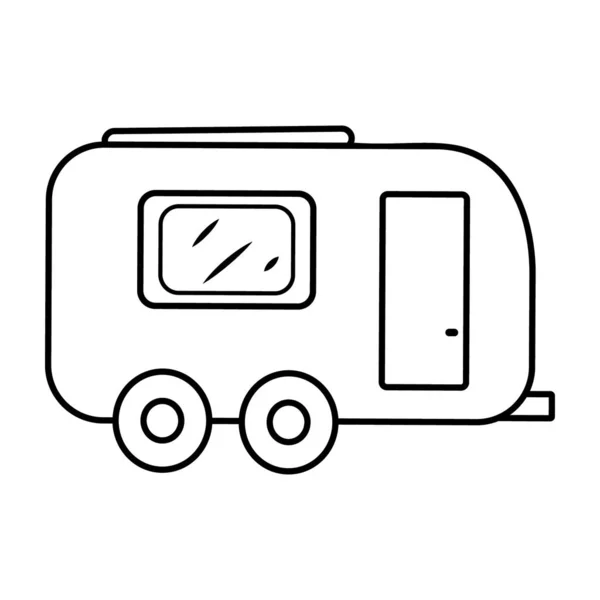 Cartoon Style Transports Commun Icône Tram Dans Vecteur Doodle — Image vectorielle