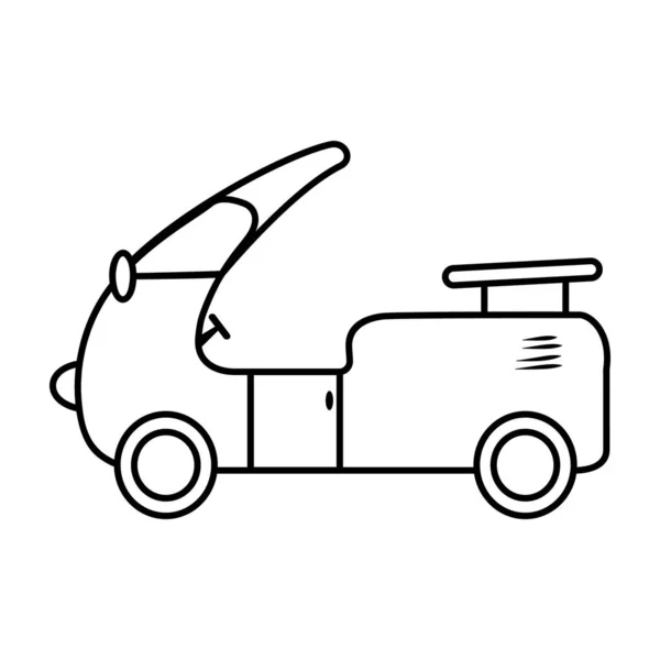 Cartoon Tekening Van Open Dak Auto Pictogram Speelgoed Roadster Lijn — Stockvector