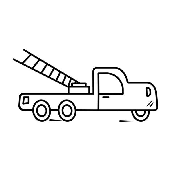 Caricatore Logistico Disegnato Mano Camion Linebed Nella Progettazione Vettoriale Doodle — Vettoriale Stock