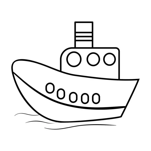 Baby Toy Cruise Ship Vector Line Doodle Icon Style — Stock Vector