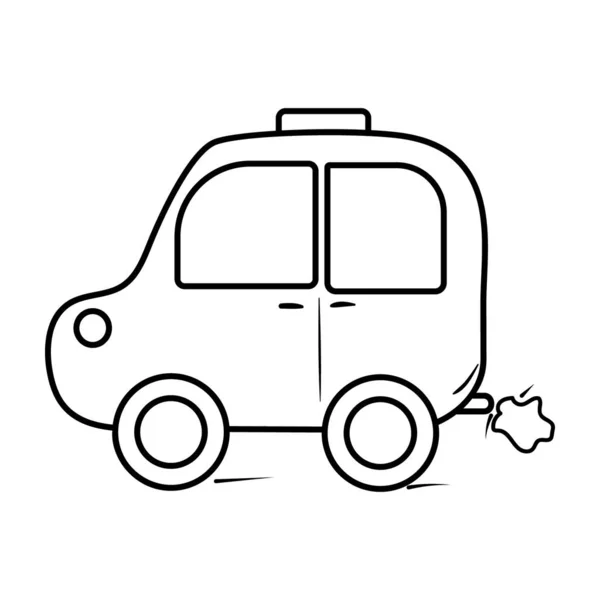 Cartoon Hand Drawing Icon Toy Car Line Vector Style — Stock Vector