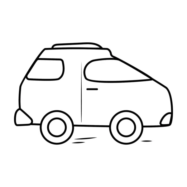 公路旅游 卡通画设计中的面包车矢量图标 — 图库矢量图片