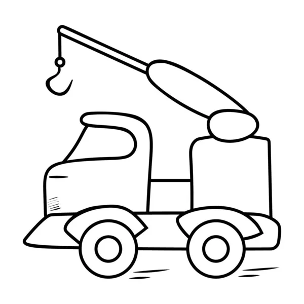 Crane Hook Logistic Lorry Line Hand Drawn Icon Style — Stock Vector