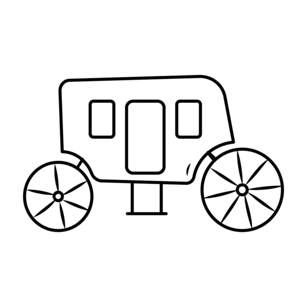 Ícone Carruagem Cavalo Vintage Estilo Desenhos Animados Linha Desenho Desenhado — Vetor de Stock