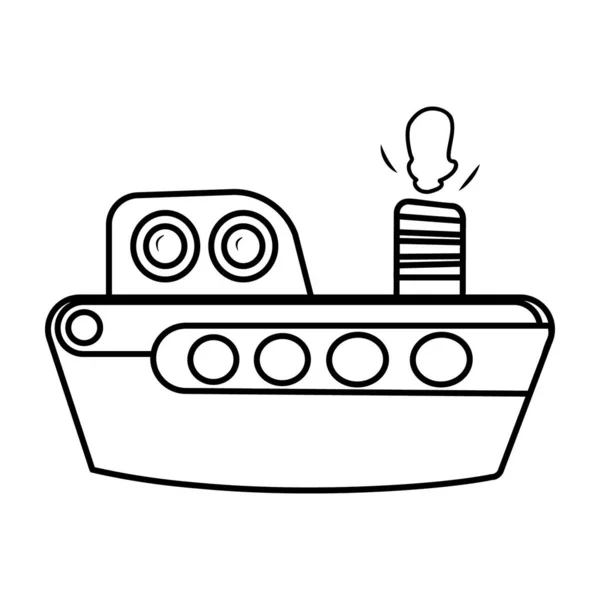 Дитяча Іграшка Круїзний Корабель Вектор Стиль Лінії Каракулів — стоковий вектор