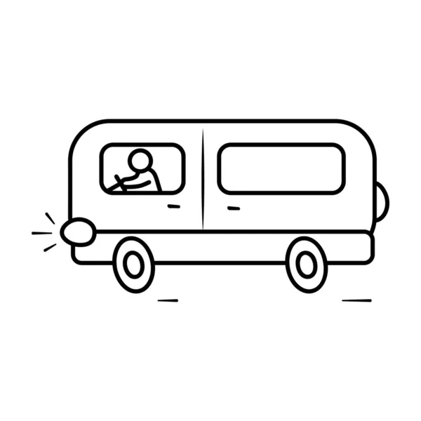 Jouet Enfant Dessin Animé Bus Vecteur Ligne Dessiné Main Style — Image vectorielle