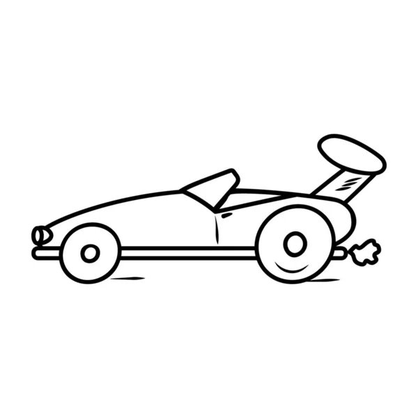 Cartoon Hand Tekening Pictogram Speelgoed Roadster Lijn Vector Stijl — Stockvector