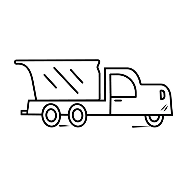 Dumpster Transportation Doodle Vector Design Dump Truck Icon Style — Stock Vector