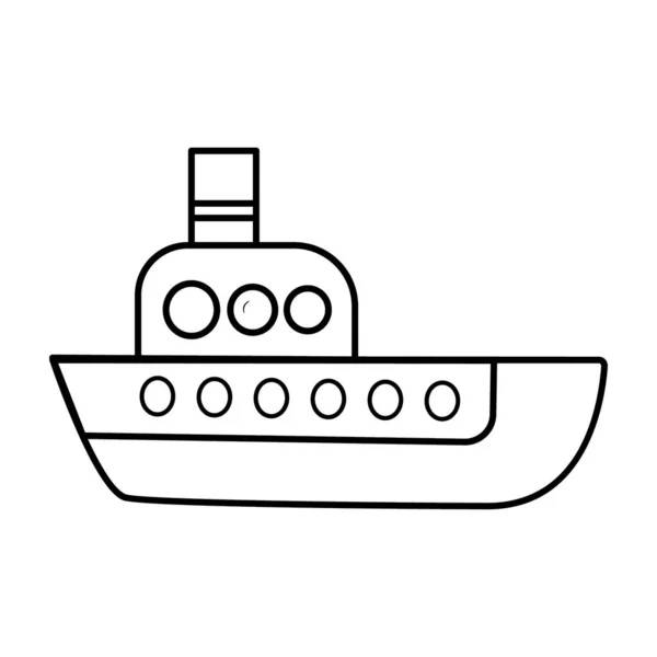 Baby Toy Cruise Ship Vector Line Doodle Icon Style — Stock Vector