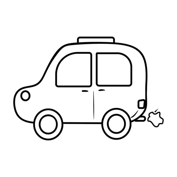 Icono Dibujo Mano Dibujos Animados Coche Juguete Estilo Vector Línea — Vector de stock