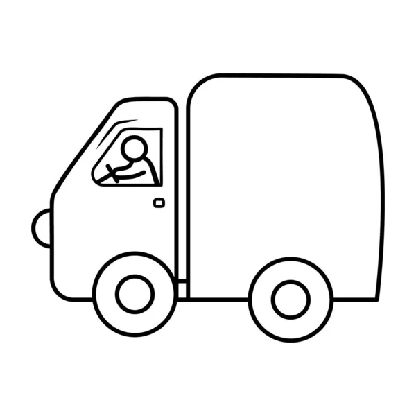 Leverans Transport Ikon Lastbil Tecknad Ritning Design — Stock vektor