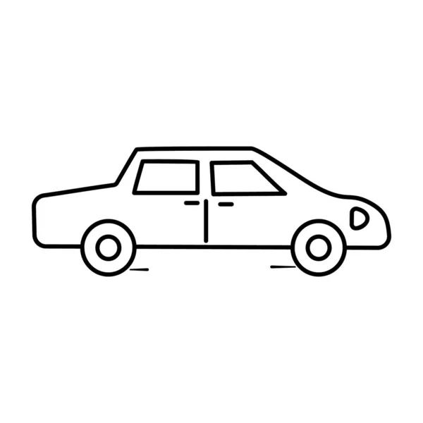 Εικονίδιο Σχεδίασης Χέρι Κινουμένων Σχεδίων Αυτοκίνητο Παιχνίδι Στυλ Γραμμή Διάνυσμα — Διανυσματικό Αρχείο