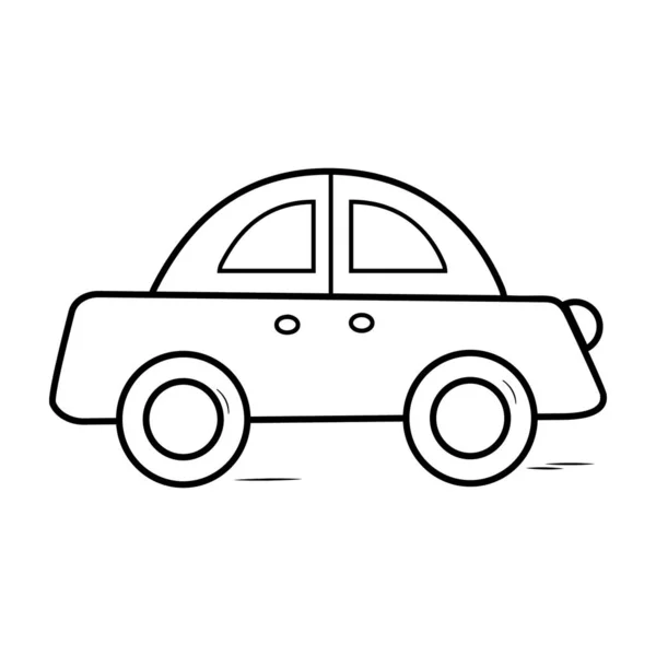 Icono Dibujo Mano Dibujos Animados Coche Juguete Estilo Vector Línea — Vector de stock