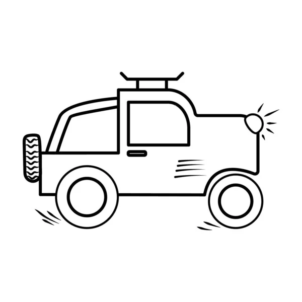 Kalandos Utazás Doodle Vektor Tervezése Jeep Ikon — Stock Vector