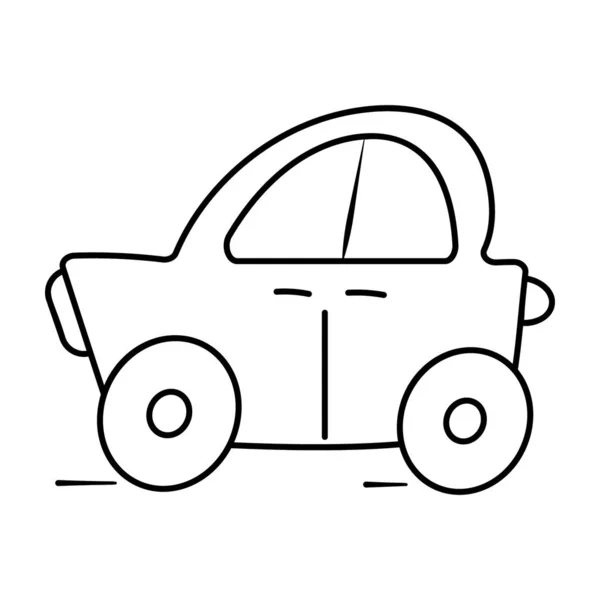 Κινούμενο Σχέδιο Μωρό Παιχνίδι Αυτοκίνητο Γραμμή Ζωγραφισμένα Εικονίδιο Χέρι — Διανυσματικό Αρχείο