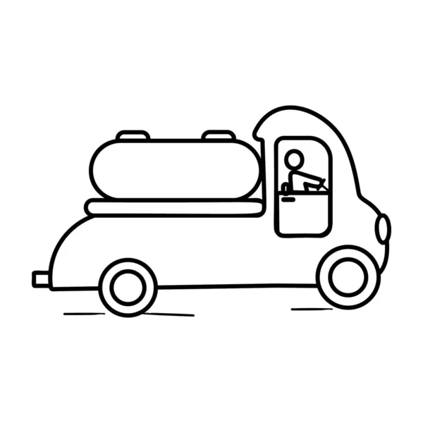 Transport Livraison Essence Icône Camion Gaz Dans Conception Doodle — Image vectorielle
