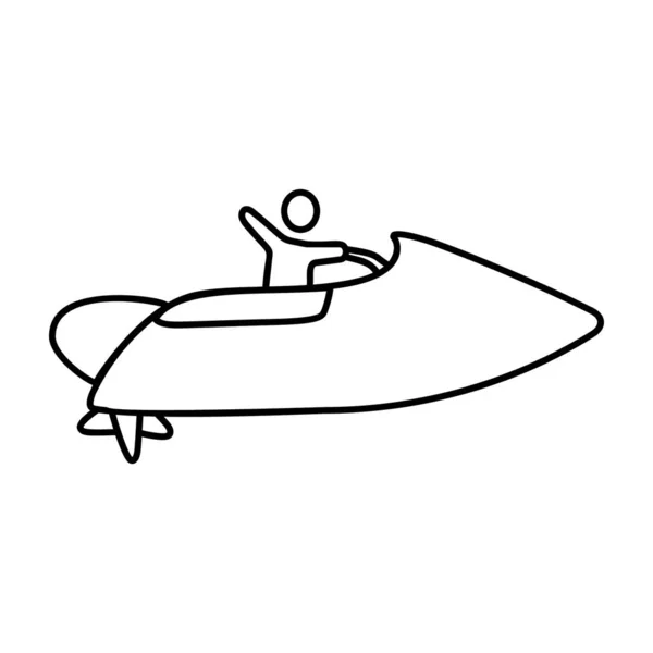Rajzfilm Rajz Stílus Jet Boat Ikon Vonal Firka Design — Stock Vector